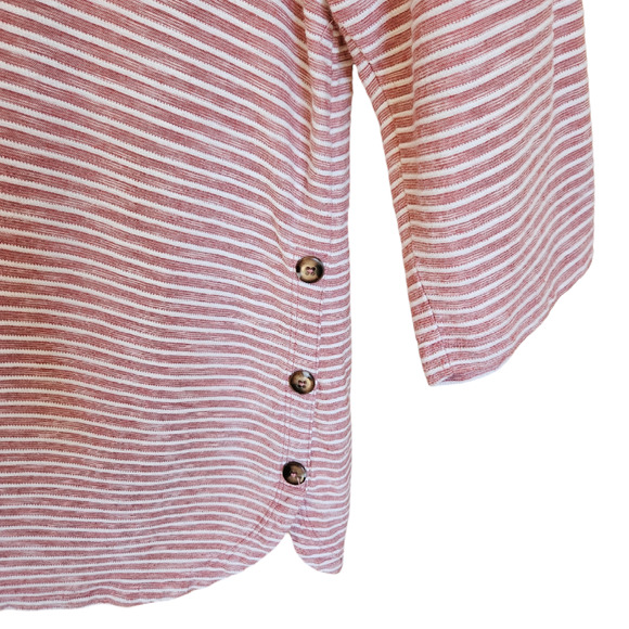 CJ Banks Women's 3/4 Sleeve Striped Pink Scoop Neck Blouse Size 1X - Picture 5 of 9